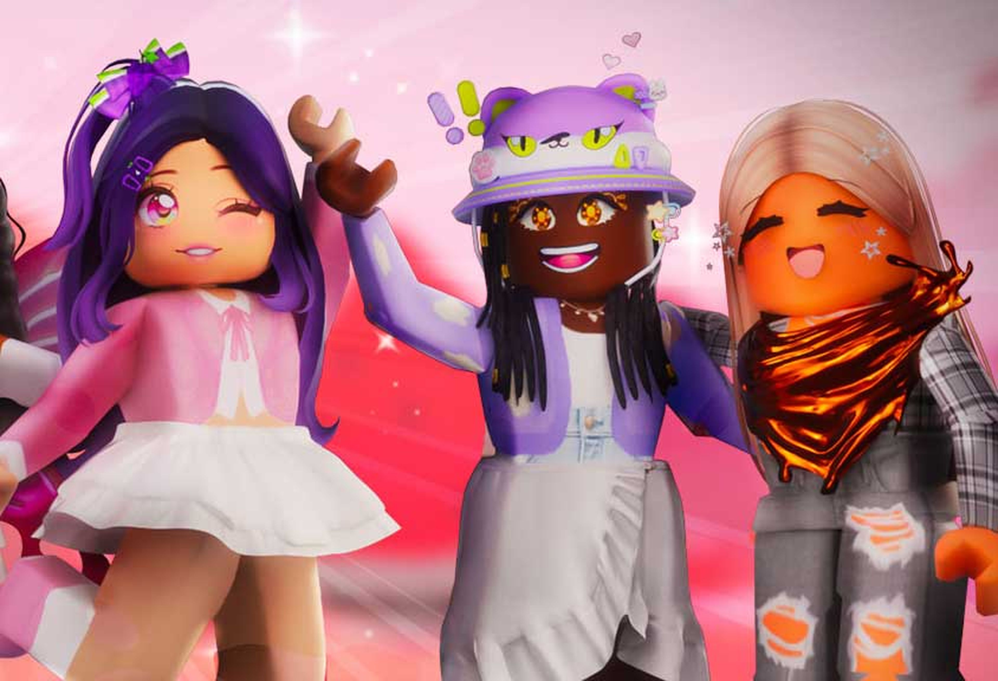 smiling group of roblox characters wearing virtual elf products
